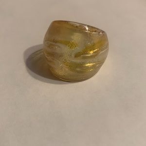 Murano style Handblown gold / yellow ring size 6